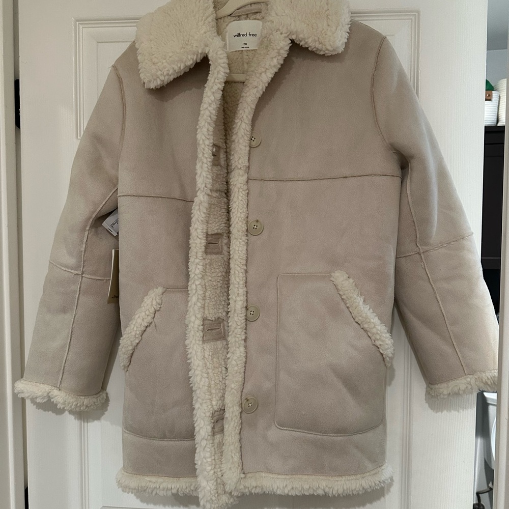 Aritzia Wilfred Free Ivory Shearling Coat